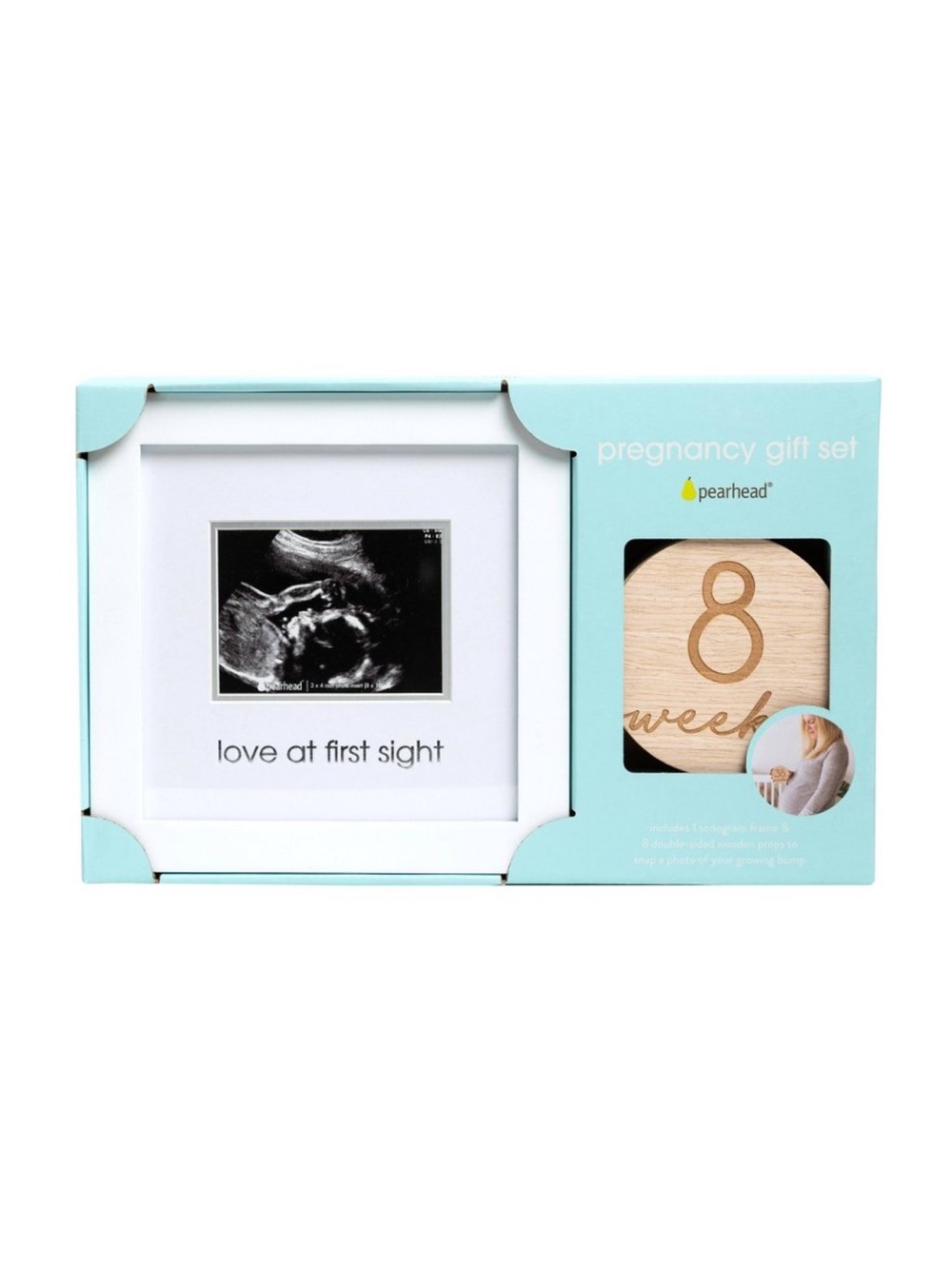 Pearhead Aqua and White Pregnancy Photo Frame Gift Set